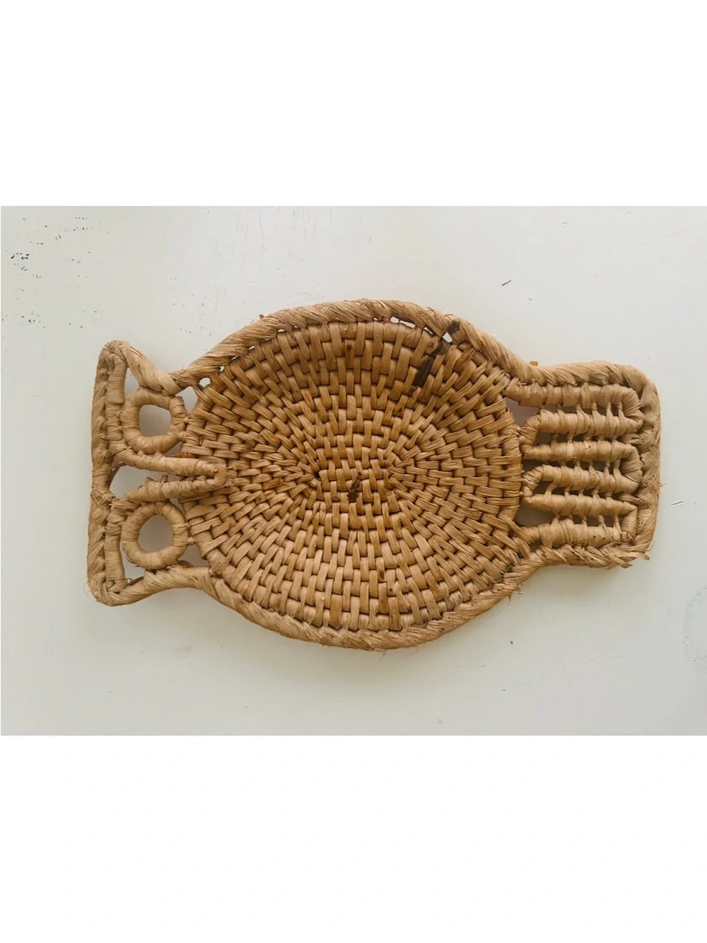Rattan Handwoven Owl Basket - Natural Straw Accent
